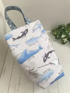 ハンドメイド 水筒バッグ　うみのいきものアイボリーのサムネイル