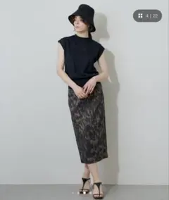 ウィムガゼット　ニットクールネックプルオーバー　フレンチスリーブ　黒のサムネイル