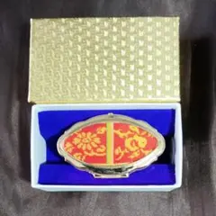 【未使用】携帯用リップミラーケース　リップホルダー付き　伝統工芸品 和柄 織物
