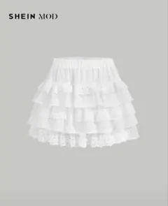 SHEIN MOD ホワイト レース フリル ミニスカート