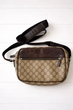 GUCCI GG柄 ショルダーバッグ キャンバス ブラウン 斜め掛け可
