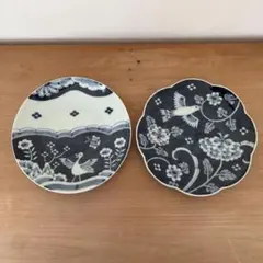 原朋子さん花と鳥模様のお皿2点
