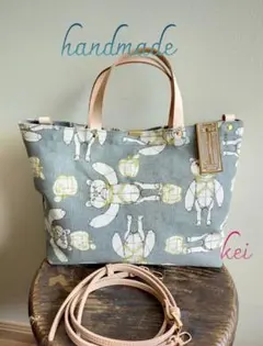 ひとみん様専用☆限定色　クマ　ワイヤーアート柄　2wayトートバッグ