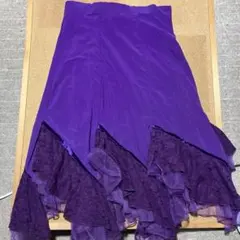 ソ*イ様 紫色フリル付き社交ダンススカート