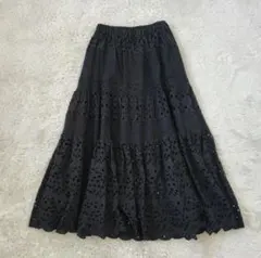 jj様専用極美品✨IENA コットンレースティアードスカート　ブラック　36