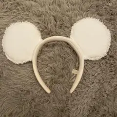 ディズニー　ミッキー　ホワイト　デニム　カチューシャ