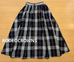 ロデオクラウンズ タータンチェック ウエストロゴフレアロングスカートのサムネイル