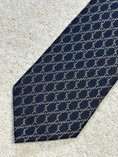 【未使用】GUCCI グッチ ネクタイ GG柄 シルク 総柄 ネイビー系