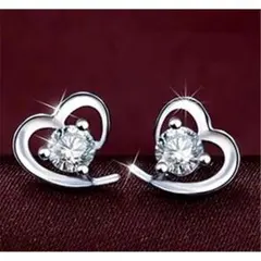 ハート ピアス CZダイヤ(P01) シルバー925銀