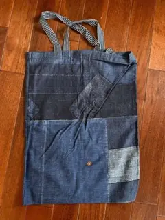 即購入可☆45R デニムパッチワークプリントトートバッグ ノベルティー
