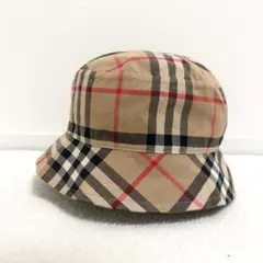 BURBERRY バケットハット ブラック/ベージュ チェック柄リバーシブル BURBERRY ベージュチェック柄 リバーシブルバケットハット - メルカリ