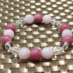 ロードクロサイト3A＆パープルクンツァイト3A＆水晶3Aブレスレット