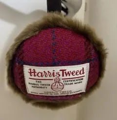 Harris Tweed ピンク系チェック耳あて