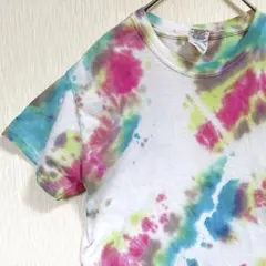 ☘️ ギルダン タイダイ Ｔシャツ クルーネック 半袖 S 桃 水 緑 白 綿 夏のサムネイル