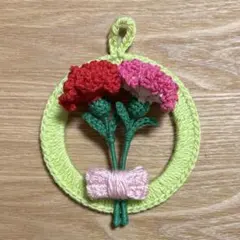 ☆様リクエスト　カーネーションのミニリース2　かぎ編み　枯れない花　ハンドメイド