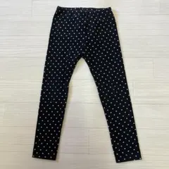 ユニクロ レギンス 110㎝ ドット柄 水玉 黒 白 ブラック ホワイト