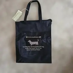 犬刺繍付きブラックトートバッグ