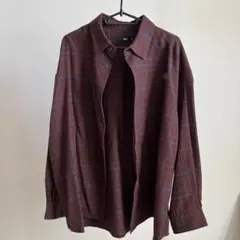 HARE (ハレ) ビッグシルエット チェック柄 長袖シャツ　ボルドー柄
