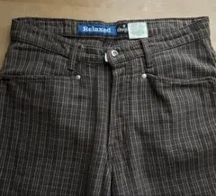 O*キ様 希少90s シルバータブ　ブラウンRelaxed バギー　チェック　シ