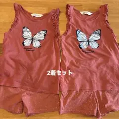 H&M キッズ　セットアップ　タンクトップ　ハーフパンツ　130 双子　おそろいのサムネイル