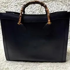 GUCCI オールドグッチ ダイアナ バンブー レザー ラージ トートバッグ 黒