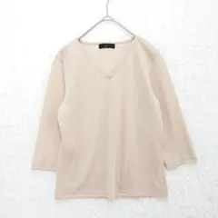 美品 Vネック 七分袖 シャツ トップス ラメ入り ブラウス 柔らか素材
