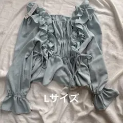 春 夏 水色 フリル ブラウス レディース L 未使用