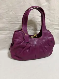 COACH コーチ ハンドバッグ がま口 レザー パープル y2k COACH コーチ ハンドバッグ がま口 レザー パープル y2k - メルカリ