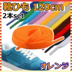 靴紐 靴ひも シューレース 120cm 2本セット スニーカー オレンジ