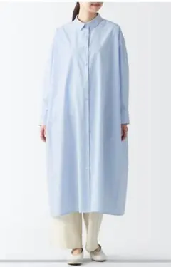 値下げしました！無印良品高密度織りシャツワンピースサックスブルーXL