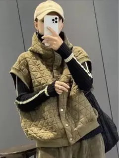 キルティングベスト オーバーサイズ 秋冬コーデ お洒落 アウトドア