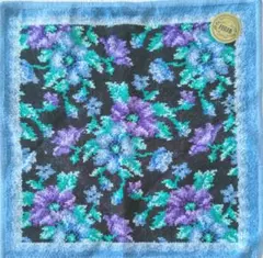 フェイラータオルハンカチ　ブルー花柄