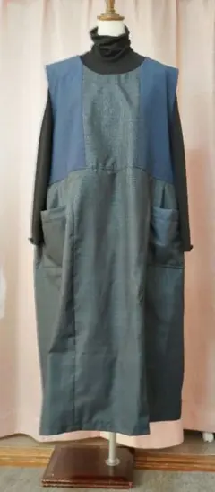 着物リメイク　大島紬切り替えジャンパースカート　ゆったりサイズ みっこ様おまとめ