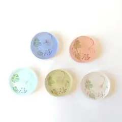 ガラス製植物模様箸置き5個セット