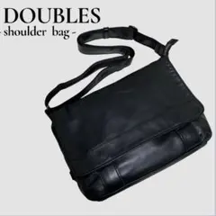 DOUBLESダブルス★レザーフラップショルダーバッグ/ブラックA4収納可メンズのサムネイル