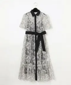 新品未使用　グレースコンチネンタル　バイカラーレースシャツワンピース36