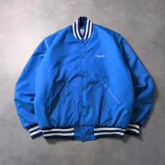 00s USA製 Birdie ナイロンスタジャン M 企業ロゴ ブルー