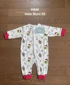 H&M クリスマス柄ロンパース　新生児55サイズ