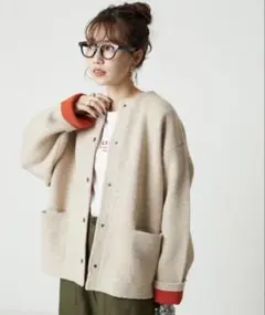 FREAK'S STORE 裏配色 スナップ ニット カーディガン　タグ付き