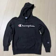 Champion ブラック パーカー フード・裏起毛付き