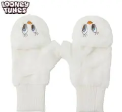 トゥイーティー　手袋　ルーニー・テューンズ フードミトン