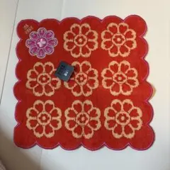 ANNA SUI 花柄タオルハンカチ オレンジ ベージュ