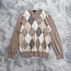 【GAP】アーガイル柄 Vネックニット セーター カジュアル 春秋冬