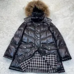 美品✨バーバリーブルーレーベル ダウンコート ラクーンファー 38 M 黒