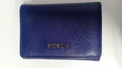 フルラ FURLA サフィアーノレザー 三つ折り財布 青