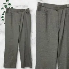 美品✨大きいサイズ 44 XL センタープレス ワイドパンツ グレー 上品 伸縮