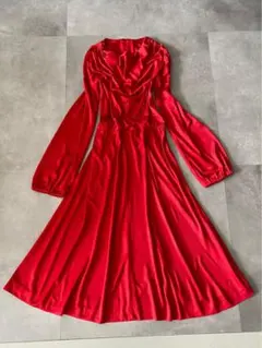 アンティーク ビンテージ 70s USA 赤 レッド ドレス ワンピース 美品