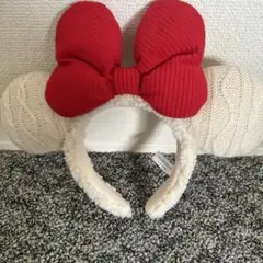 ミッキー耳カチューシャ 赤いリボン付き