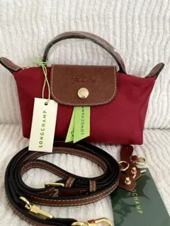ロンシャン トート ショルダーバッグ プリアージュ XS ミニバッグ　赤　レッド