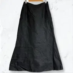 a3027 ポジヴ フレアスカート 黒 40 ロング丈 デニム調 春秋 無地